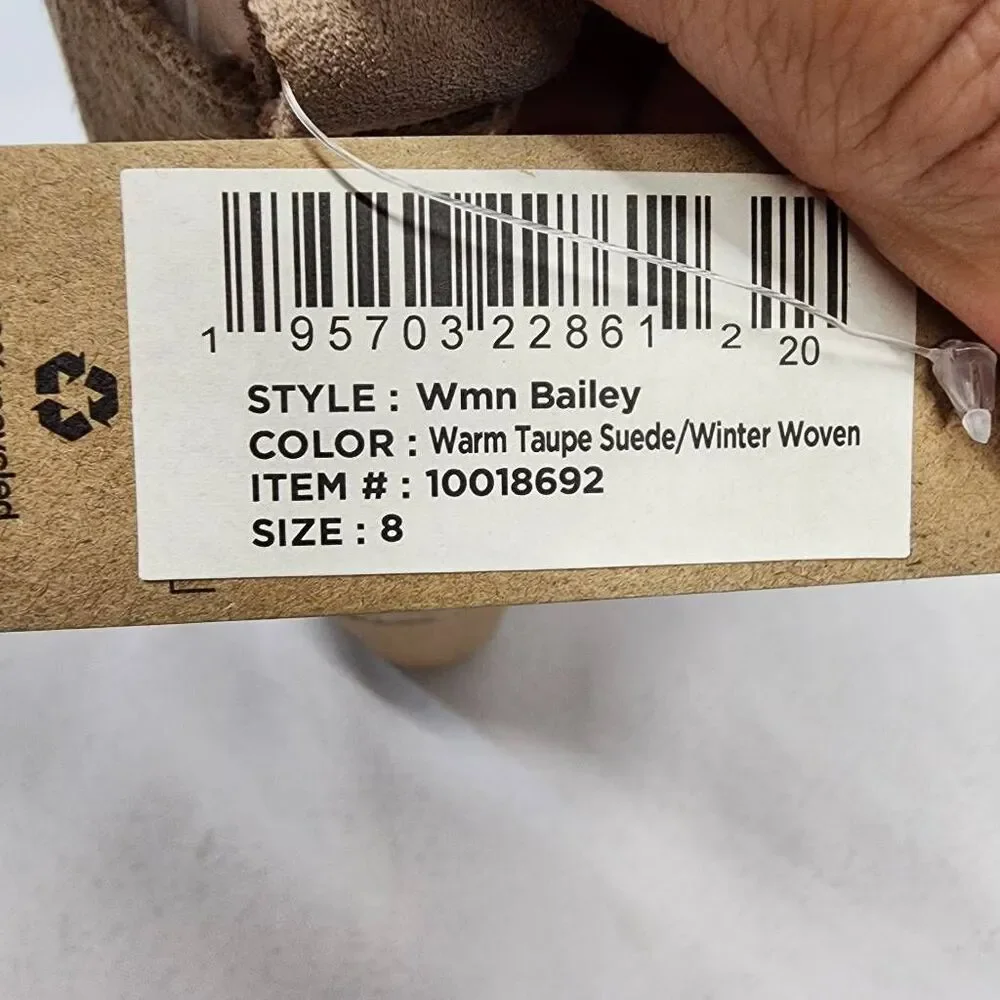 NWT TOMS Bailey Wedge Ankle Booties Warm Taupe Suede Winter Woven Size 8
